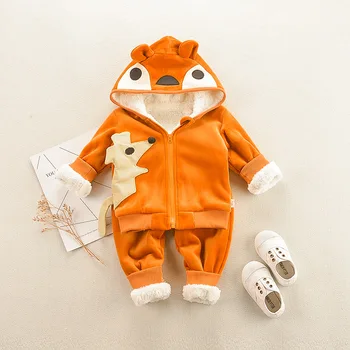 

Fall/Winter Girls' Baby Clothes Boys Fashion Hot Sale Fawn Hooded Jacket+Pants 2PCS Clothes Set Kids Set