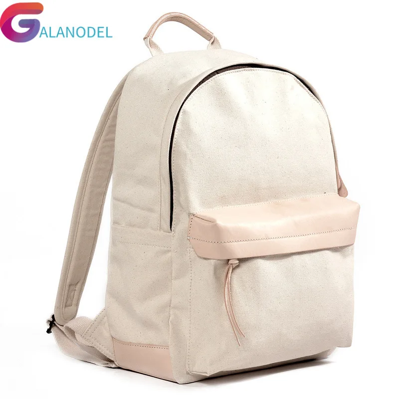 

Fashion Europe Pure Cotton Canvas Leather Backpacks 14" Laptop Waterproof Daypacks Large Capacity Men Rucksacks Retro