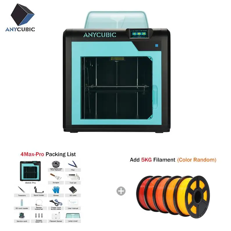 Anycubic 3d принтер Impresora 4Max-Pro Imprimante Высокая Точность lcd Настольный уровень UM2 большой размер печать 3d принтер Diy комплект - Цвет: 4Max- -Pro Add 5KG