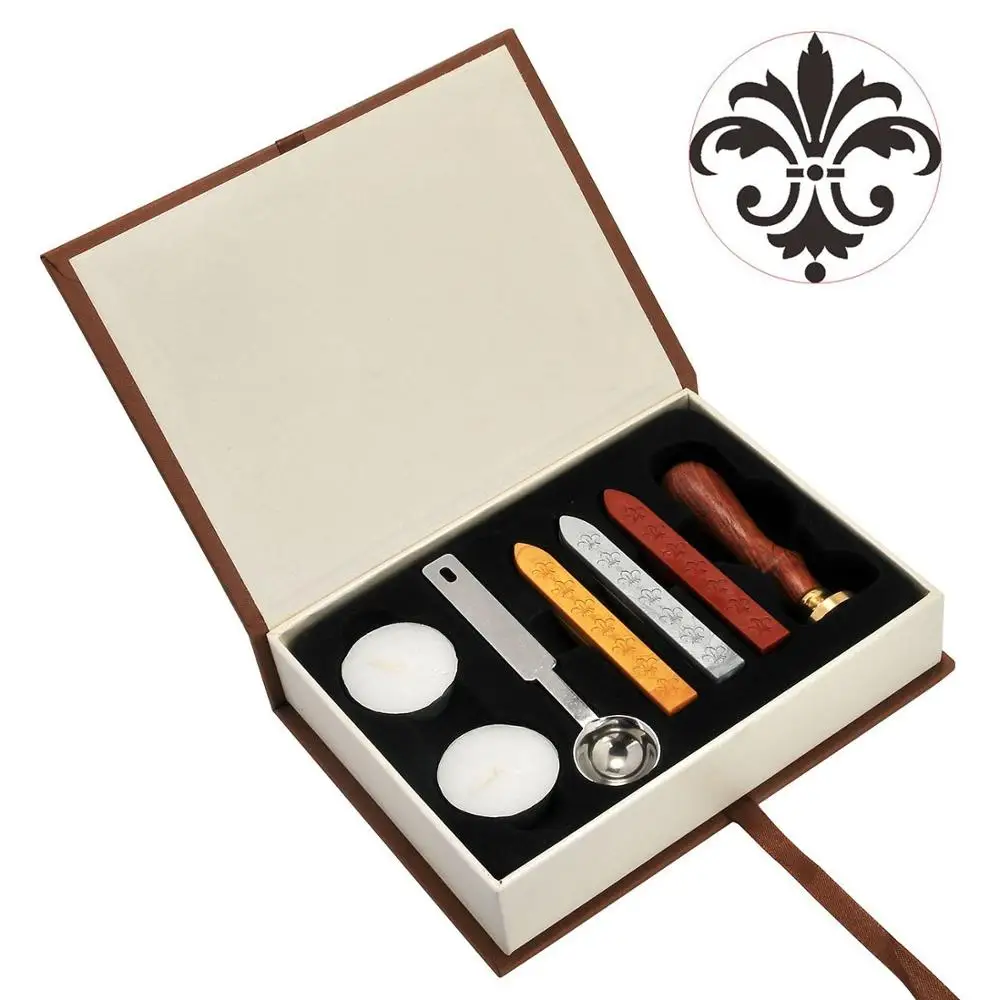 Lily Wax Seal Stamp Set Classic Vintage Seal Wax Stamp Set, Retro Seal Stamps Maker Gift Box Set - Цвет: Lily