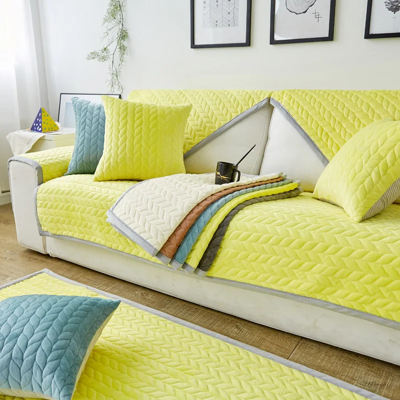 

Yaapeet Velvet Soild Color Sofa Covers Sofa Towel Four Seasons Couch Cushion European Leather Sofa Cover for Living Room