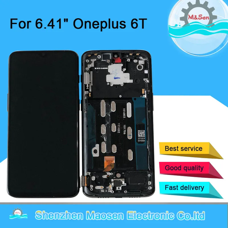 M& Sen для 6,4" OnePlus 6T One Plus 6T Super Amoled ЖК-дисплей с рамкой+ сенсорная панель дигитайзер для с рамкой