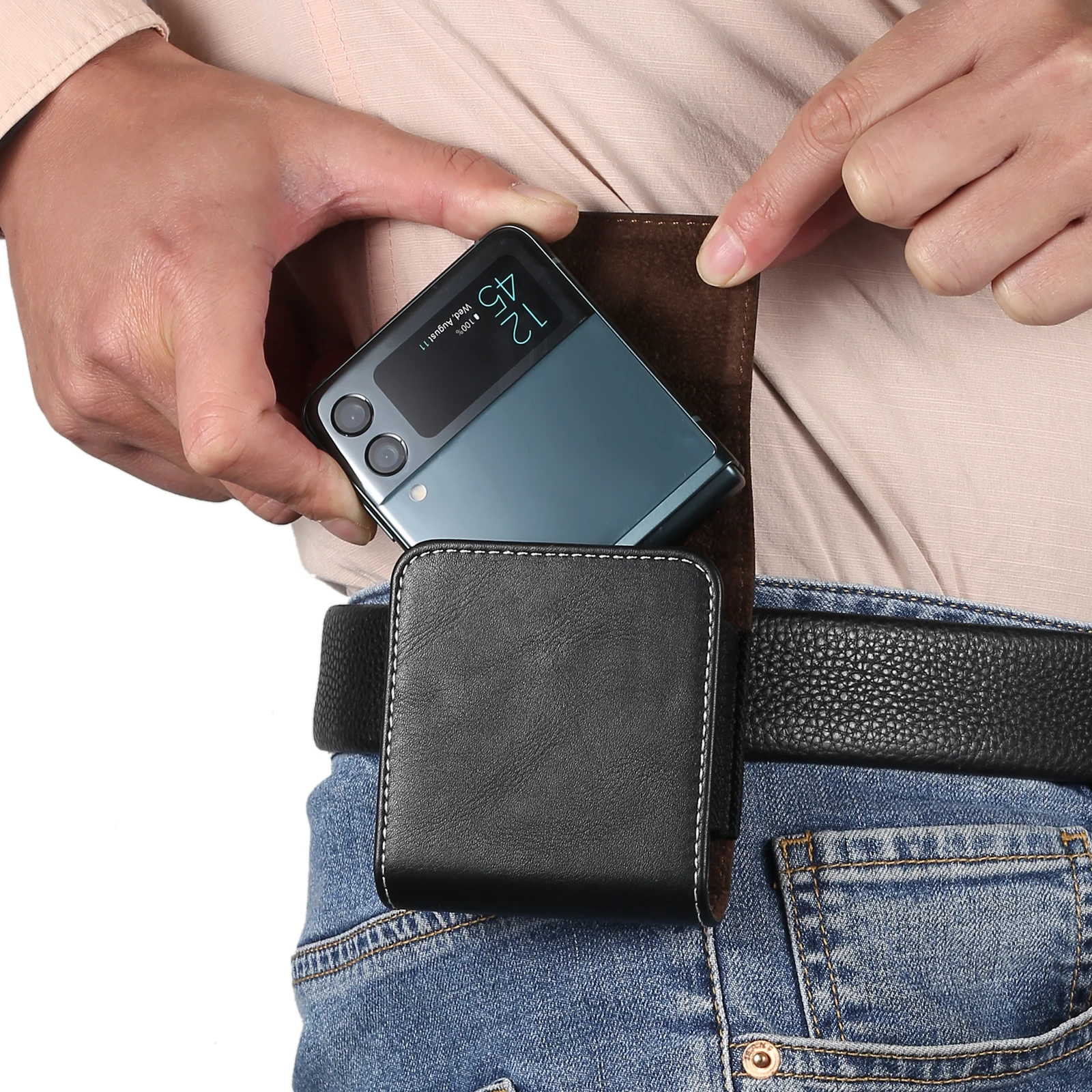 Luxurious Leather Flip Case with Belt Clip – Premium Folding Cover