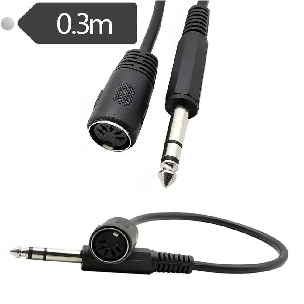 5-Pin Din Female to 6.35mm Male TRS Stereo Audio Extension Cable for MIDI keyboard organ electric piano guitar 0.3m |