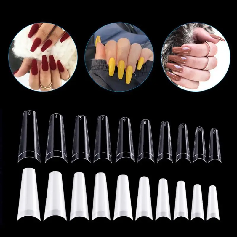

500pcs Fake Nail Flat Shape Nail Art Tips Natural Clear Full Cover Manicure Fake Nail Tips French Flat Head False Nails