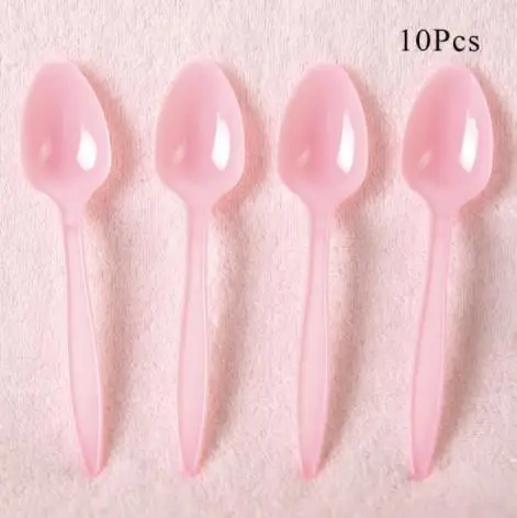Spoon 10pcs Hot Donut Theme Party Decoration Disposable Tableware Paper Cup Plate Napkins Banners girl Shower Kids Birthday Party Supplies - Цвет: Spoon 10pcs