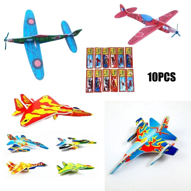 10Pcs 3D DIY Aircraft Fighter Self-assemble Hand Throw Flying Glider Planes Foam Aeroplane Child Kids Gift Model Educational Toy 1