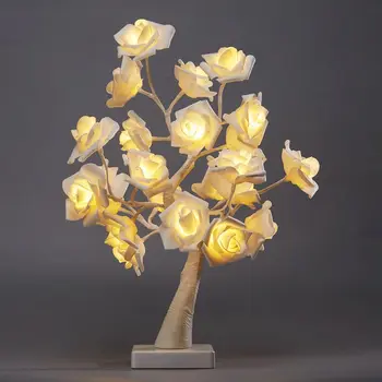 

PE Pink Rose Small Tree Lights Festive Bedroom Decoration Lights Valentine's DayWedding Birthday Party Hotel Night Lights