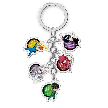 

Anime YuYu Hakusho Keychain Cartoon Figure Urameshi Yuusuke Kuwabara Acrylic Pendants Key Ring