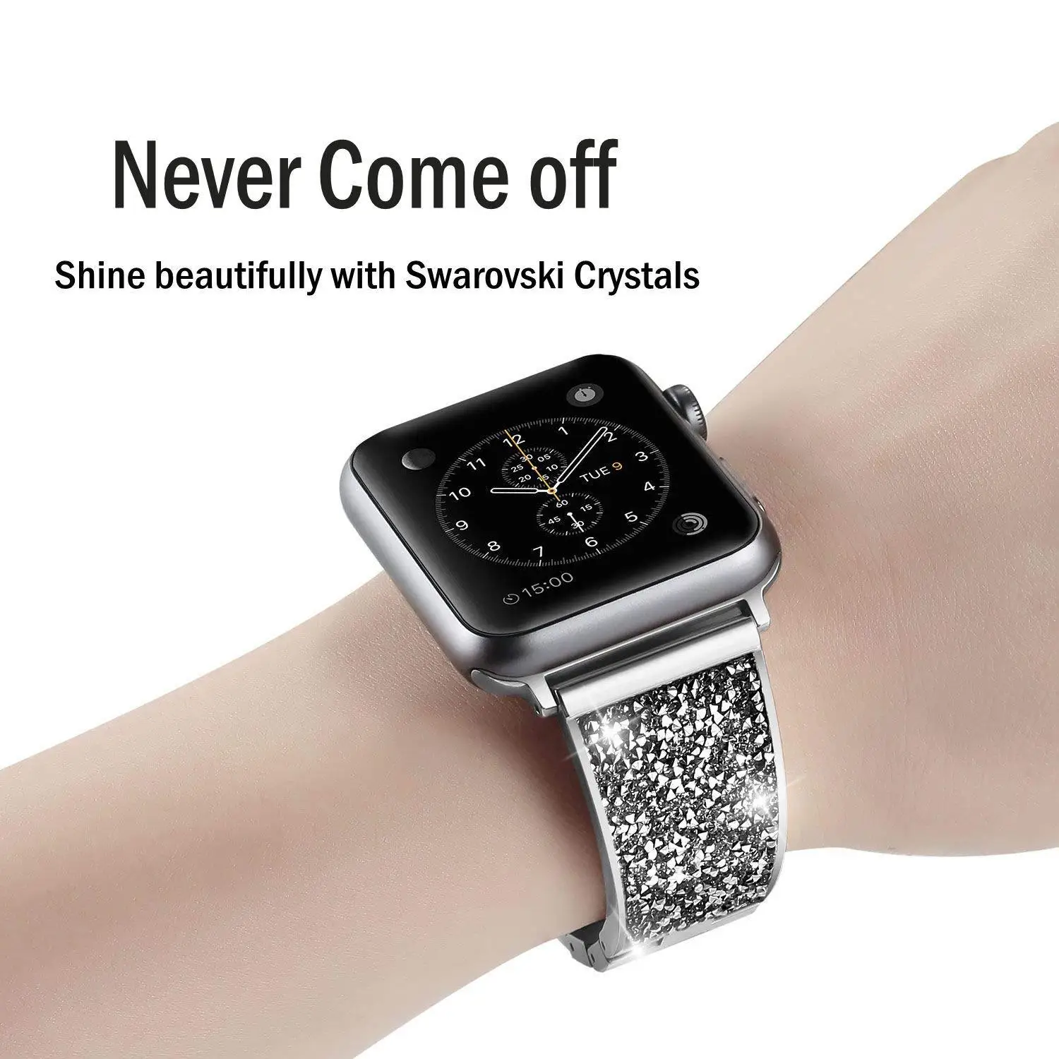 Роскошный женский браслет ремешок для часов для Apple Watch 42 мм/38 мм серия 3 2 1 Алмазный металлический ремешок для Apple Watch 4 5 40 мм 44 мм