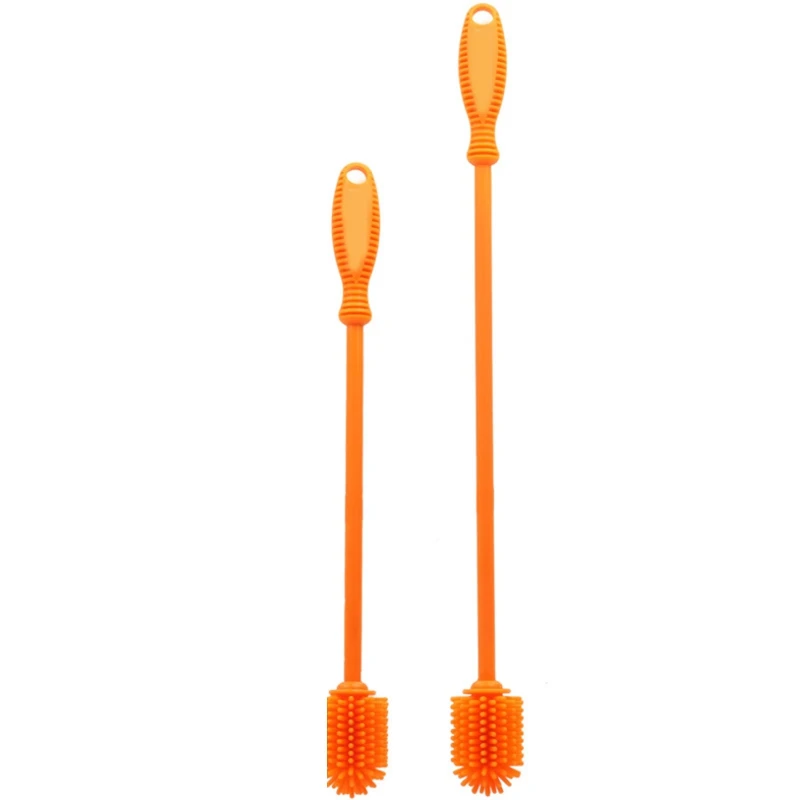 

Silicone Bottle Brush Bottle Cleaner Lab Cleaning Brush Suitable for Baby Bottles Sports Bottle Vase Glassware Orange 2