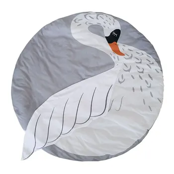 

Kids Nursery Rug Swan Shaped Play Mat Round Carpet Cartoon Swan Design Baby Floor Playmats for Home Room Decoration