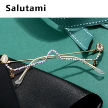 Полуоправа, роскошные Кристальные очки, оправа без линз, женские шикарные сексуальные очки, только оправа для девушек, для вечеринки, выпускного, стразы, кисточки, оттенки