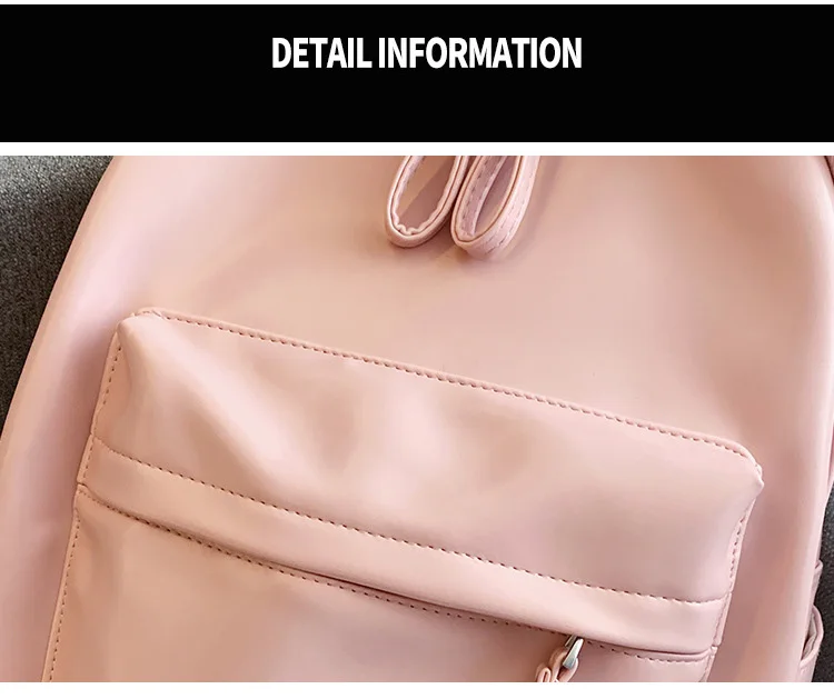 Soft Rucksack PU Leather Backpack for School Girls 2019 Women Backpack Preppy Style Back Bag Big Capacity Pink College Backpacks (7)