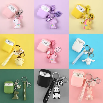 

Macaron Soft Silicone Case for Airpods 1 2 Pro 3D Cartoon Anime Cover Case with Key Chain Holder UNicon/Meledy/Panda/Cinnamoroll