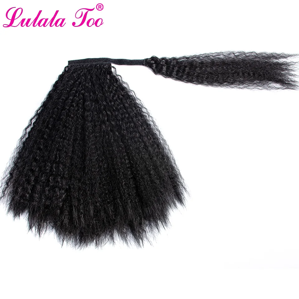Длинные афро кудрявые конский хвост парик 18 дюймов Синтетические кукурузы натуральные волосы кусок для женщин черный клип в наращивание волос