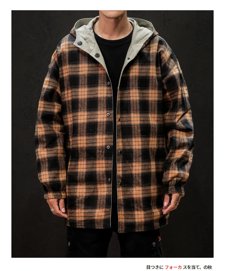 Autumn New Double-faced Jacket Men's Fashion Retro Casual Plaid Jacket Man Streetwear Wild Loose Hip Hop Bomber Jacket M-5XL