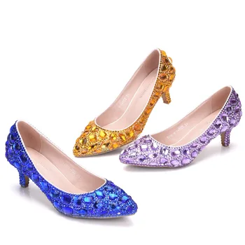 

Women Shoes Elegant Party Wedding 5cm High Heels Bling Luxury Fashion Crystal Pumps Women Shoes