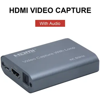 

4K 60HZ USB 3.0 Loop Out Audio Video Capture Card 1080P 60fps HDMI Video Grabber Box for Camera Record Live Streaming