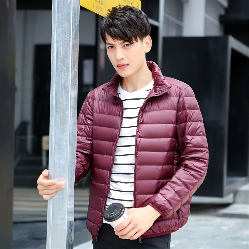 Men Autumn winter Ultra Lightweight Packable Down Jacket Waterproof Windproof Down Coat Large Size Men Jackets