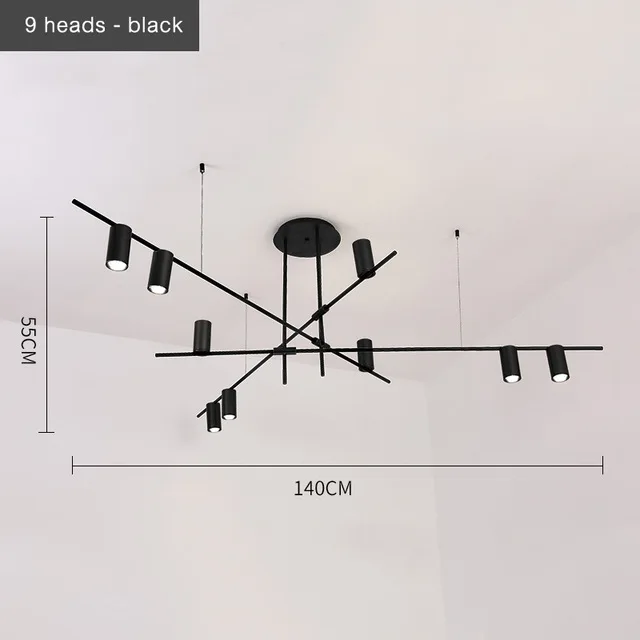 9 heads black Современный металлический Золотой светодиодный светильник для гостиной, потолочные подвесные светильники для кухни, подвесной светильник, подвесной светильник - Цвет абажура: 9 heads black