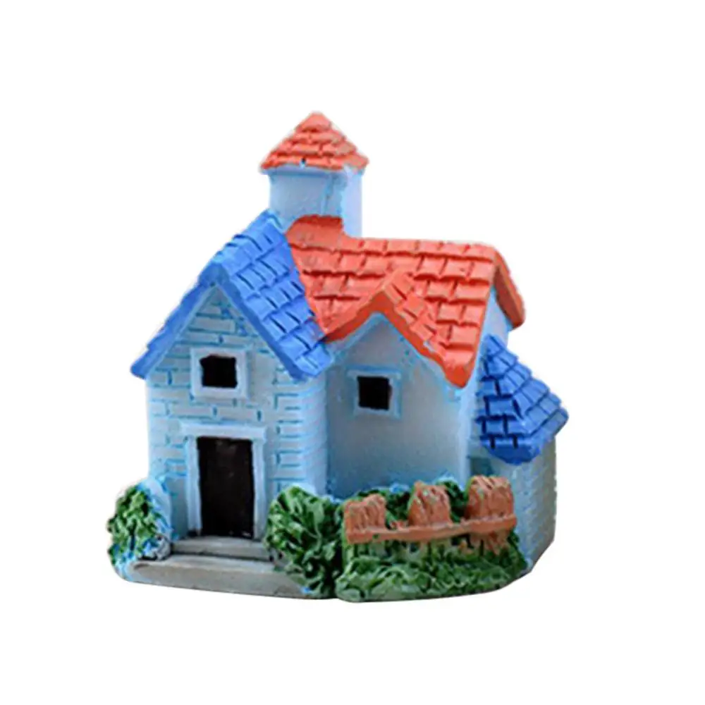 Mini Castle Small House Fairy Garden Miniatures Terrarium Figurines DIY Crafts Figure Moss Ornament Micro Landscape Decor resin ornaments,garden decoration,resin handicraft ornaments,resin ornament