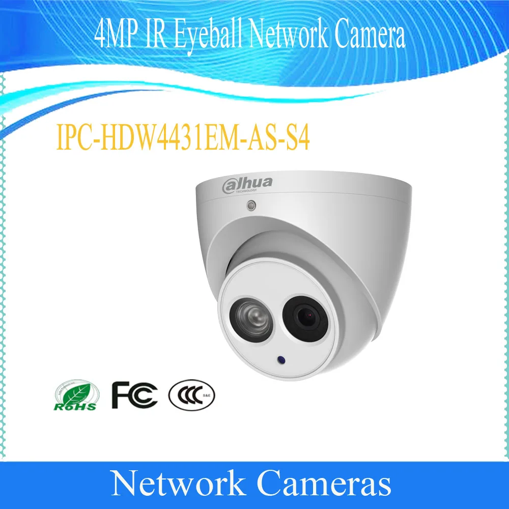 DAHUA IP камера Smart распознавание лица 4MP WDR IR Eyeball сетевая камера Встроенный микрофон POE IP67 DH-IPC-HDW4431EM-AS-S4