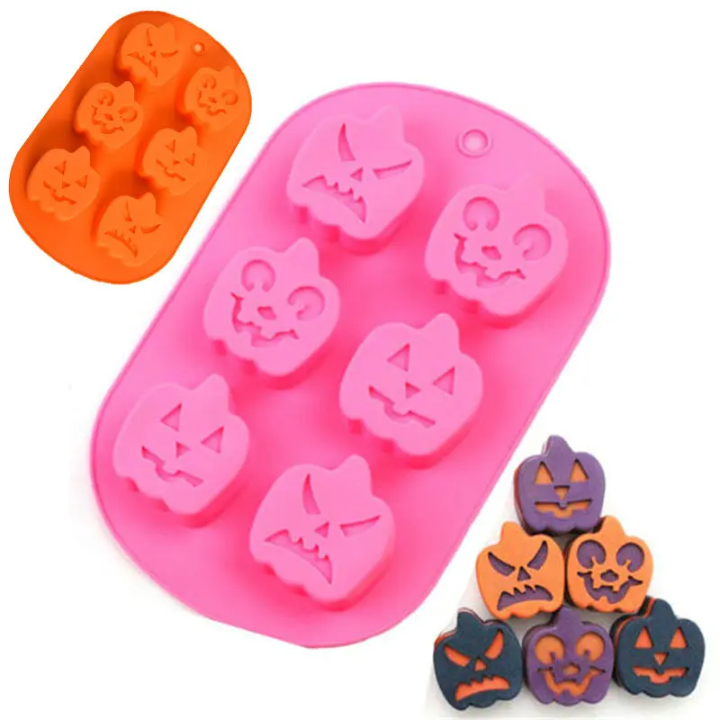 Halloween Festival Six Holes Pumpkin Cake Baking Mold Handmade Soap Candle Ice Tray DIY 3D Christmas Silicone mold | Дом и сад