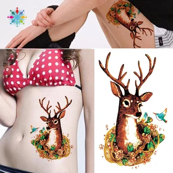 

1Sheet Cute Elk Deer Tattoo Sticker Temporary Waterproof Tattoo Sticker