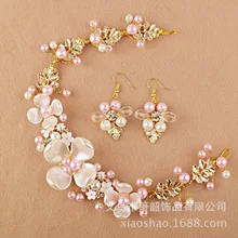 Невесты ручной работы головной убор корейский стиль картина маслом жемчуг цветок аксессуары лист аксессуары для волос Свадьба Up-do Acces