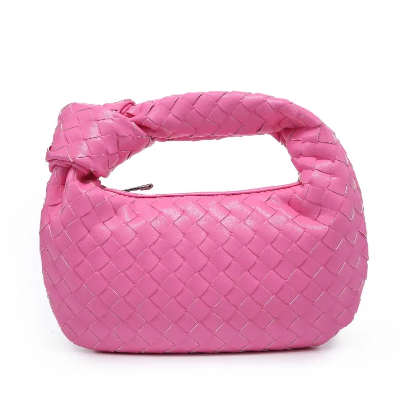 2022 Fashion Handmade Woven Bag Luxury Woven Leather Printed Shoulder Bag Lady Crossbody Hobo PU Knotted Handle Casual Handbag 