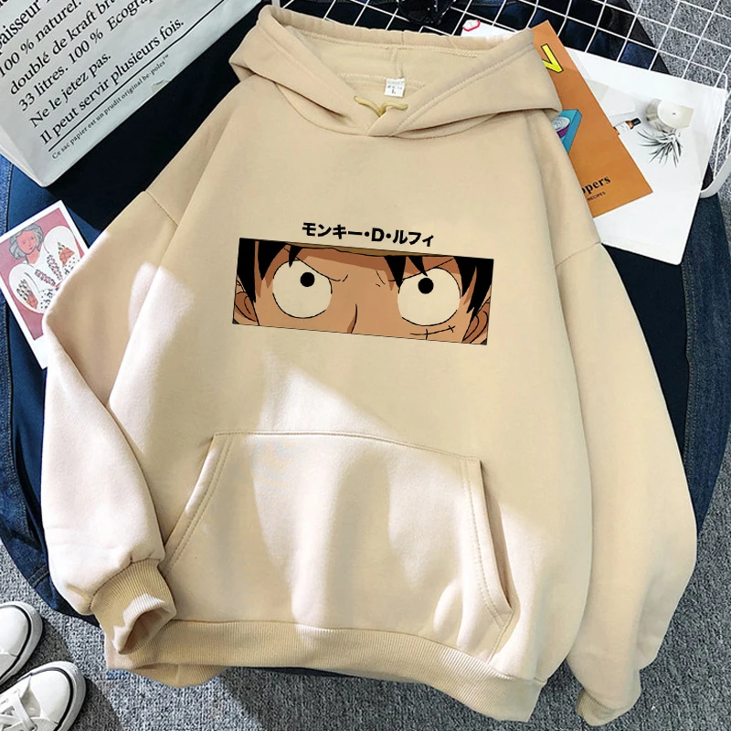 Una pieza Harajuku Sudadera con capucha de las mujeres de dibujos animados divertido Luffy sudaderas Ullzang Anime japonés 90s camiseta sudadera Kawaii mujer hombre