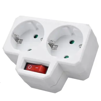 

German / EU Plug Conversion Socket 1 to 2 Way Power Adapter EU Standard Power Adapter Socket With Switch