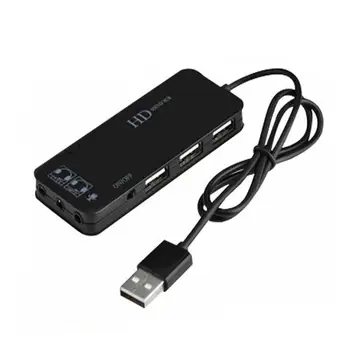 

Usb huB 7.1 Channel 3 USB Ports External Sound Card Hub Audio Mic Adapter for PC Laptop 3 port Splitter Remote Control