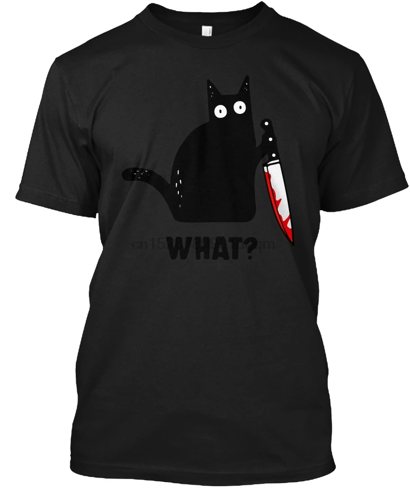 

Men T Shirt Cat What Funny Killer Cat Halloween Women T-Shirt