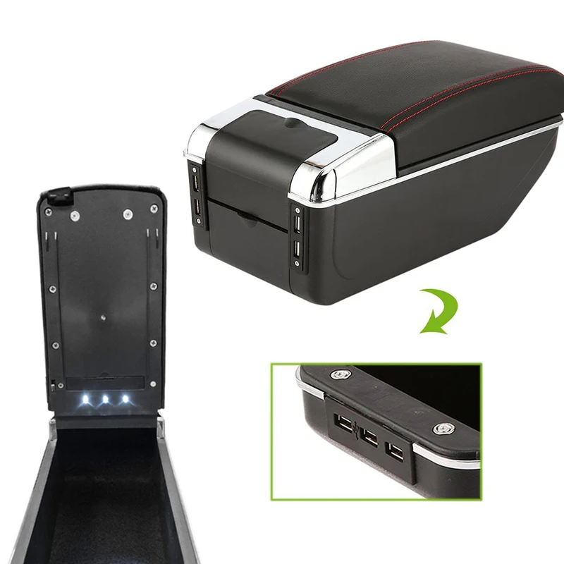 Автомобильный подлокотник коробка для Peugeot 208 2014 2018 USB зарядка светодиодный