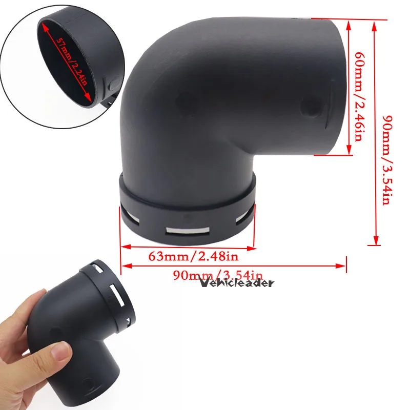60mm 75mm Car Heater Warm Air Ducting Pipe Elbow Outlet Connector Black Plastic Air Ducting Pipe Elbow Outle