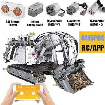 

New Motor Power Function Excavator R9800 Mobile Crane Mk II Car Fit Technic Model Building Blocks Bricks 42100 Kid Gift