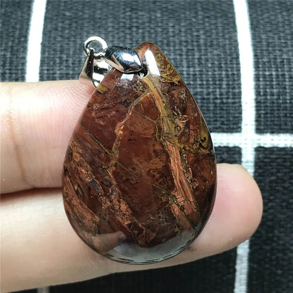 

Top Natural Red Pietersite Pendant For Woman Man Namibia Crystal 32x22x8mm Water Drop Beads Firework Effect Stone Jewelry AAAAA