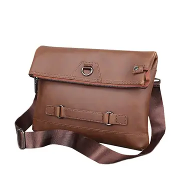 

Crazy Horse PU Leather Designer Tote Handbag Men's Large Capacity New Vintage Men Envelope Clutch Bag Shoulder Bag 2019 Autumn