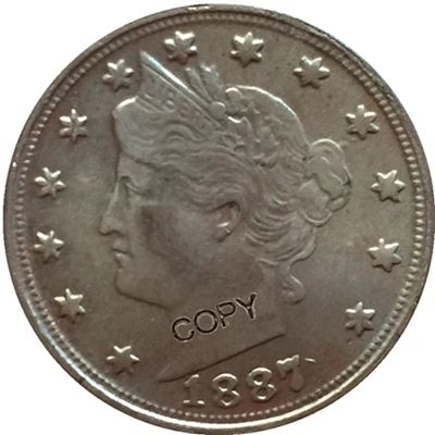 1887 США 32 монеты LIBERTY HEAD никель пять центов копии монет - Цвет: 1887