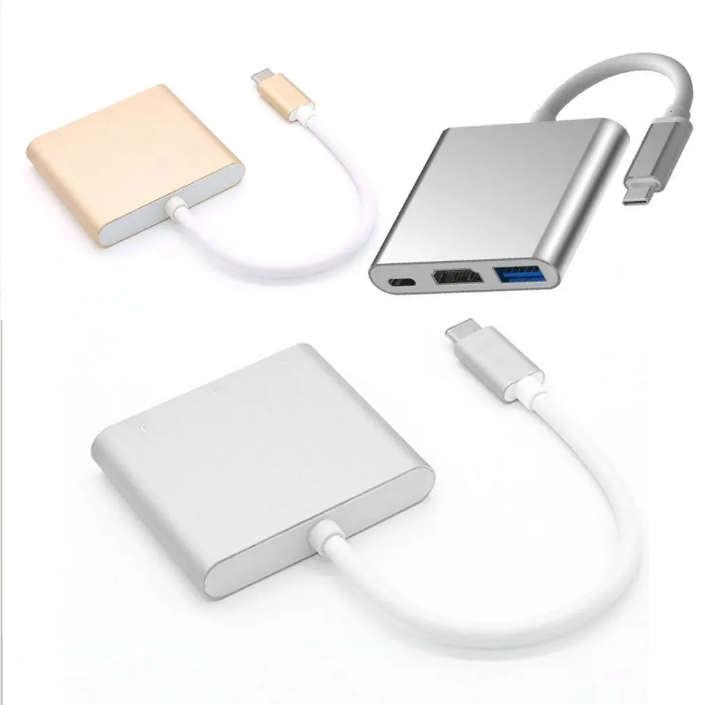 3 в 1 портативный конвертер USBC в HDMI 3,1 type c в hdmi HDMI/USB 3,0/type C адаптер type-C Алюминиевый для Macbook