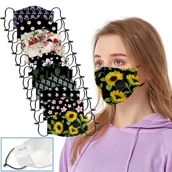 

Towel Adult Floral Print Adjustable Safet Filter Breather Protection Towel Cap Hat Bath Hat Microfiber of 2 Pack Maschera Face