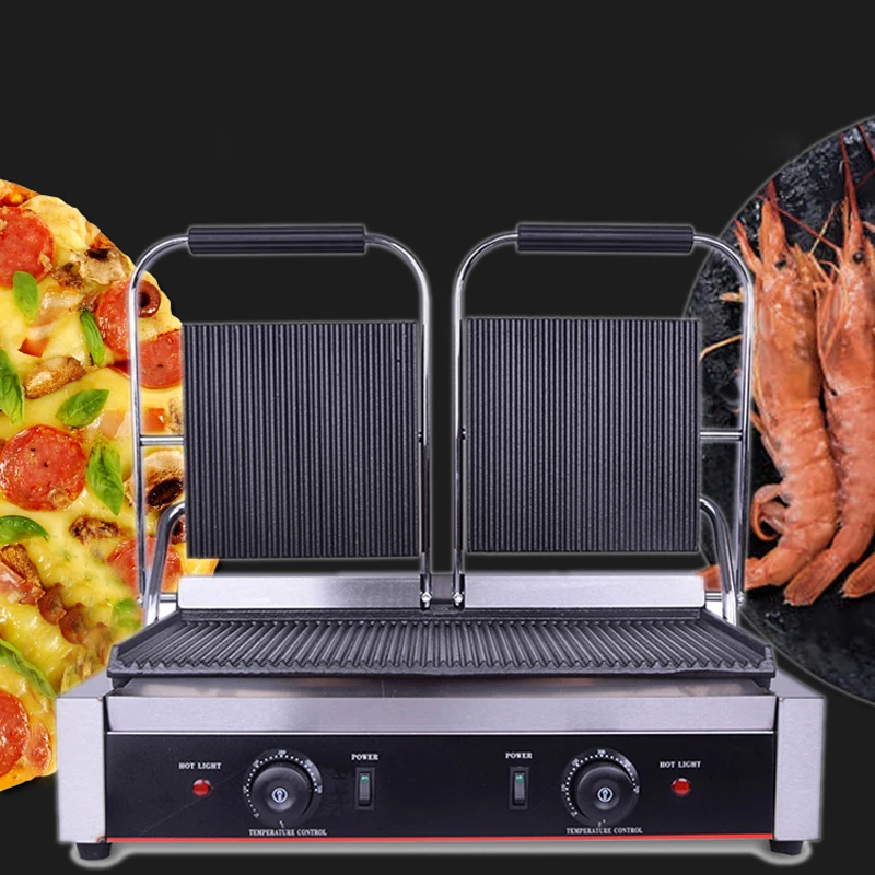 Steak special oven commercial panini electromechanical hot plate double-head  electric grill double-sided grilled sandwich