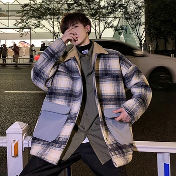 

Winter New Plus Velvet Plaid Coat Men's Warm Thick Fashion Parka Men Casual Big Pocket Coat Man Wild Loose Cotton Jacket