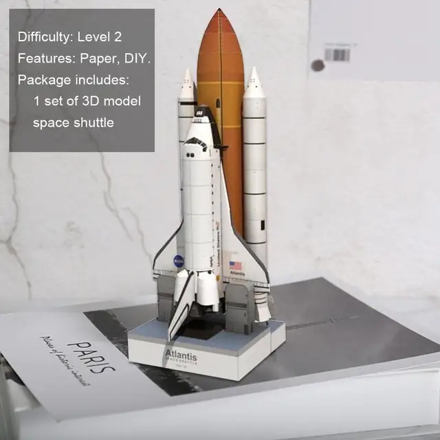 3D Paper Model Space Library Papercraft Cardboard House Paper For Children Atlantis Puzzle Shuttle 150 Handmade Rocket 1: T R9X7 2