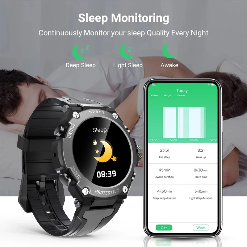 LIGE 2021 New Bluetooth Music Smart Watch IP68 Waterproof Heart Rate Monitoring Fitness Outdoor Sport Smartwatch For Android IOS