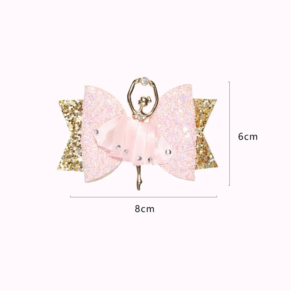 Balletrina Baby Hair Clip Bow Cartoon Shiny Glitter Baby Hair Pin Rhinestoe Girls Sequin Bow Baby Hair Clips Accessories Elegant