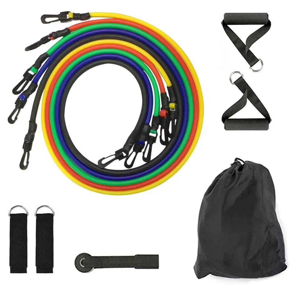 

11pcs/set Fitness Equipments Workout Resistance Bands Latex Exercise Pilates Tubes Pull Rope Expanders Training