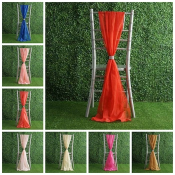 

22"x78" Chiffon Chair Sash Banquet Chiavari Chair Cover Tie Bow Band For Wedding Event Decorate